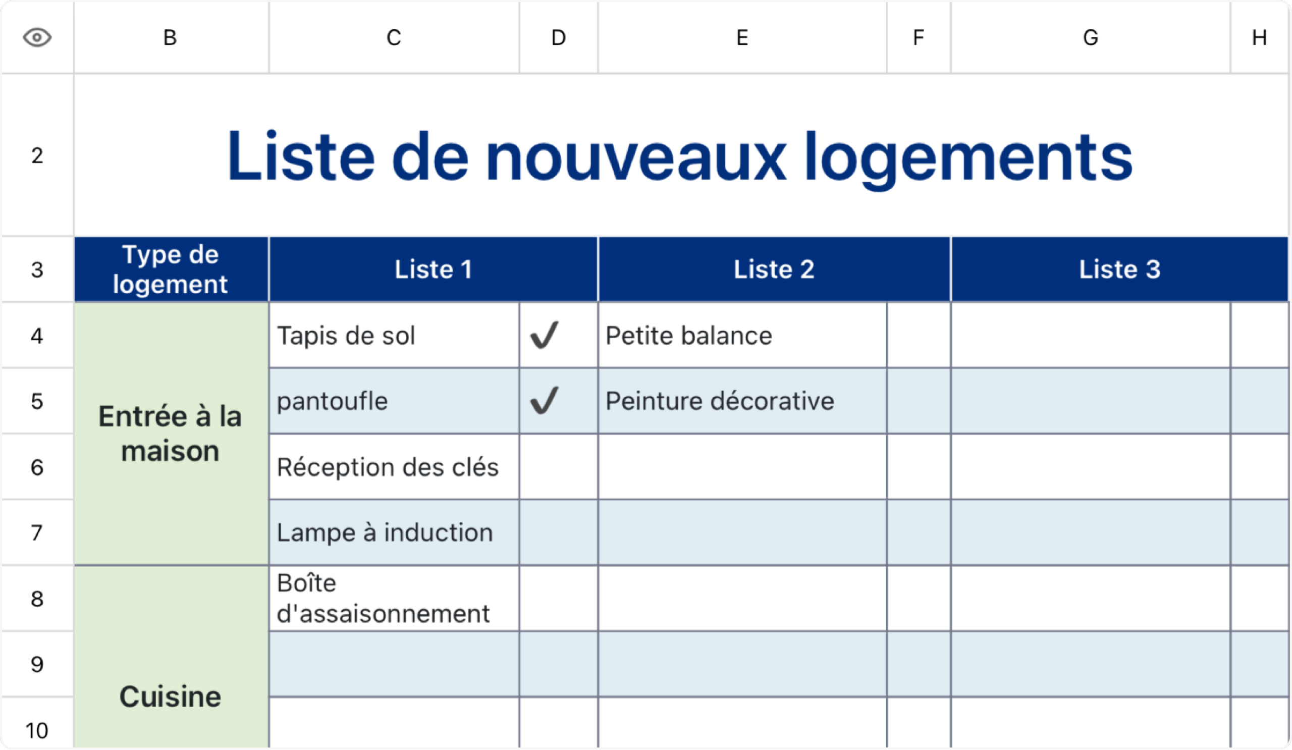 Liste de nouveaux logements